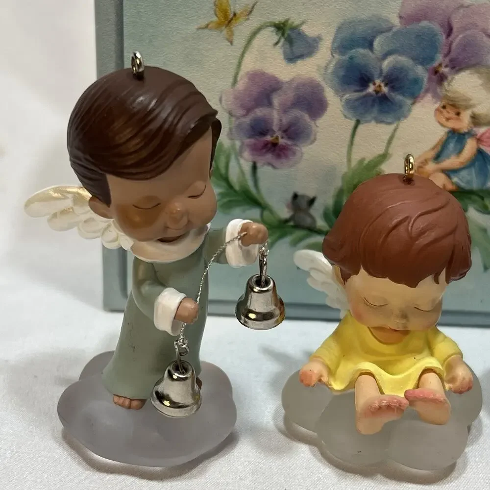 Hallmark Ornaments Lot/3 Mary's Angels Willow 2002 Bell Buttercup 1988 Iris 1991